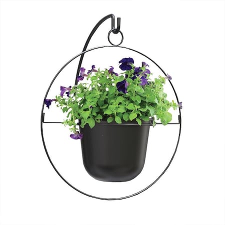 Panacea Panacea 17 in. D Metal Round Ring Hanging Planter Black 81017